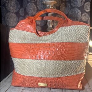 Brahmin Bright Orange & Cream Tote Bag - Beautiful 🧡